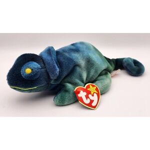 TY Beanie Baby Babies Iggy Iquana 8-12-1997 Green‎ Blue Lizard Plush Toy